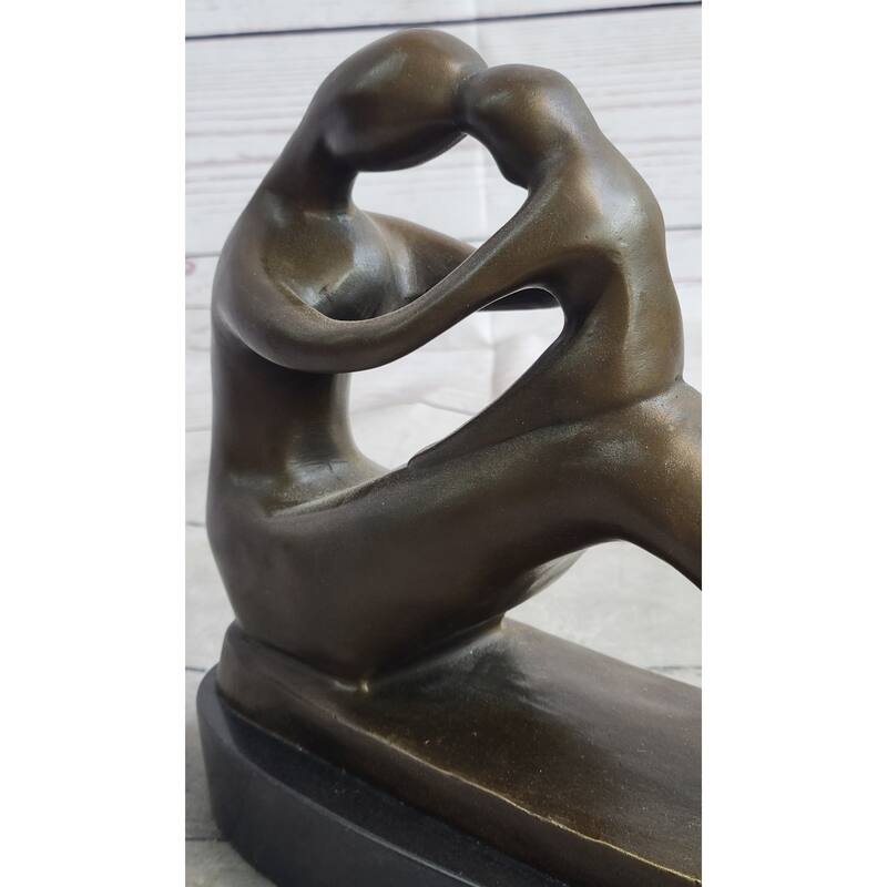 Signed Abstract Modern Art Nursery Decor Mother Child Love Bronze Sculpture By Milo