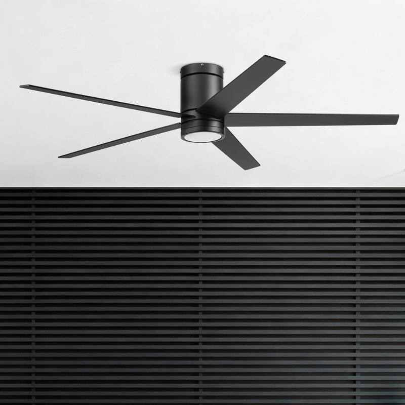60" Honeywell Graceshire Matte Black Indoor Ceiling Fan with LED Light and Remote Control, 6-Speed BLDC Motor - Matte Black