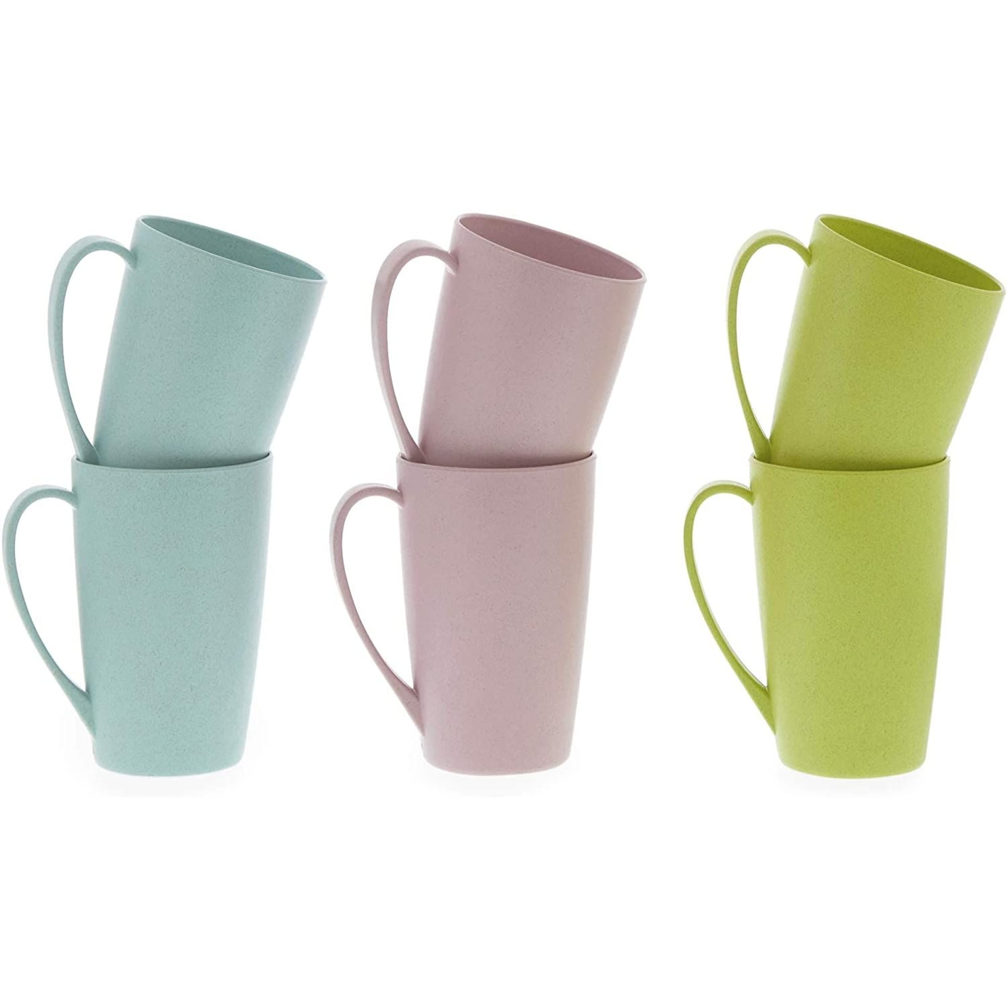 Wheat Straw Mugs, Unbreakable Coffee Mug Set (12 oz, 6 Pack)