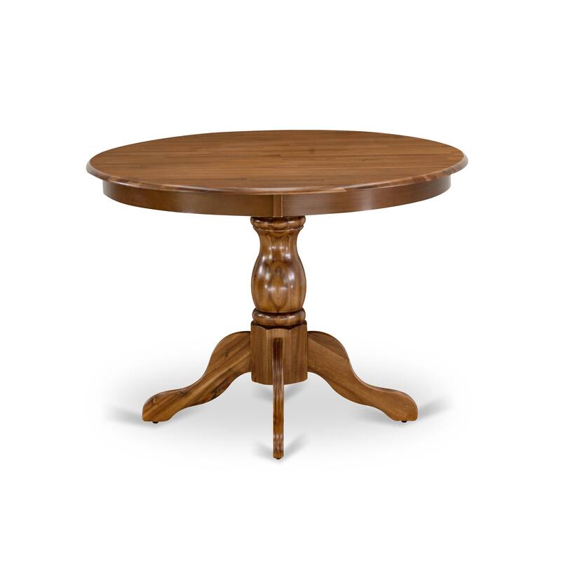 East West Furniture Dining Set Consists of a Round Kitchen Table and Parson Chairs, Antique Walnut (Pieces Options)