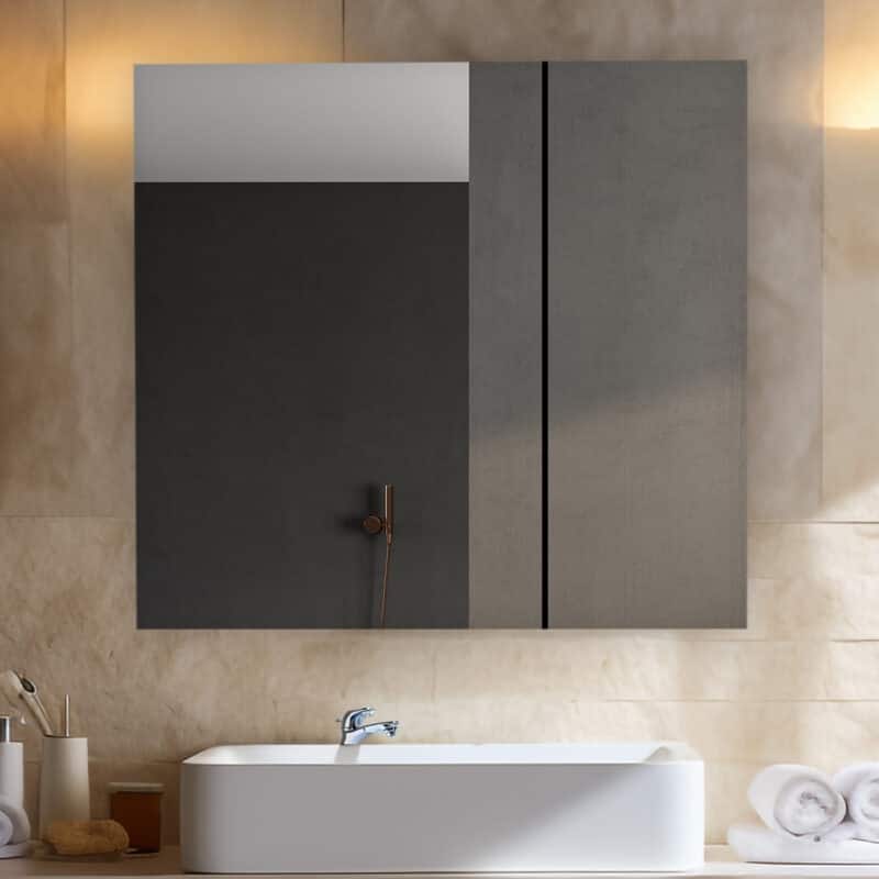AQUADOM Royale Medicine Cabinet Defogger, 3X LED Lighted Vertically Adjustable Magnifying Mirror, Electrical Outlets.