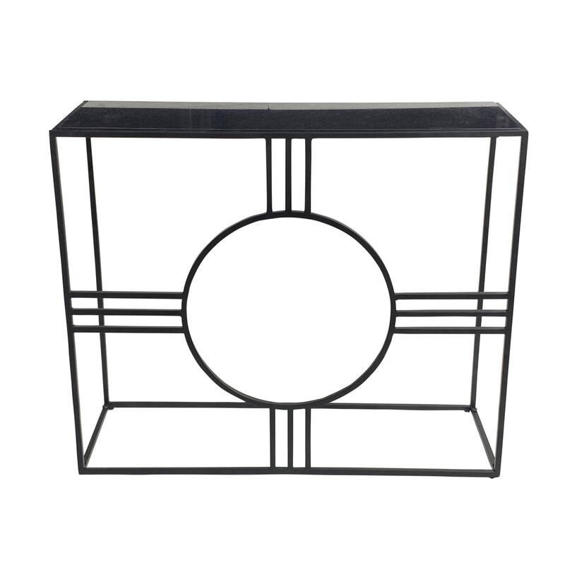Console Table with Marble Top - 36.5" - Black