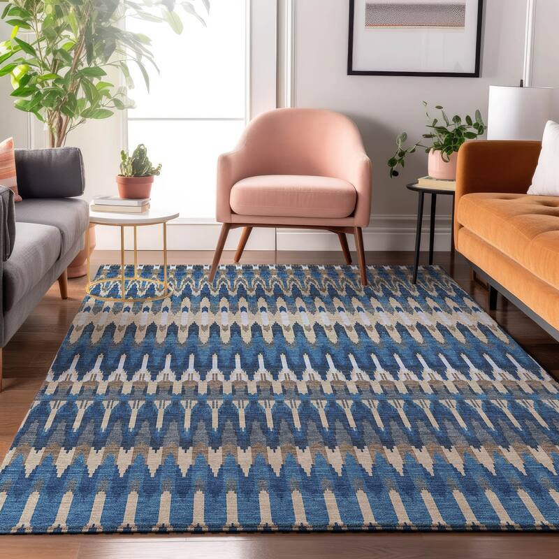 Premium Washable Super Soft Modern Flair Mayfield Rug - Navy - 2'6" x 3'10"