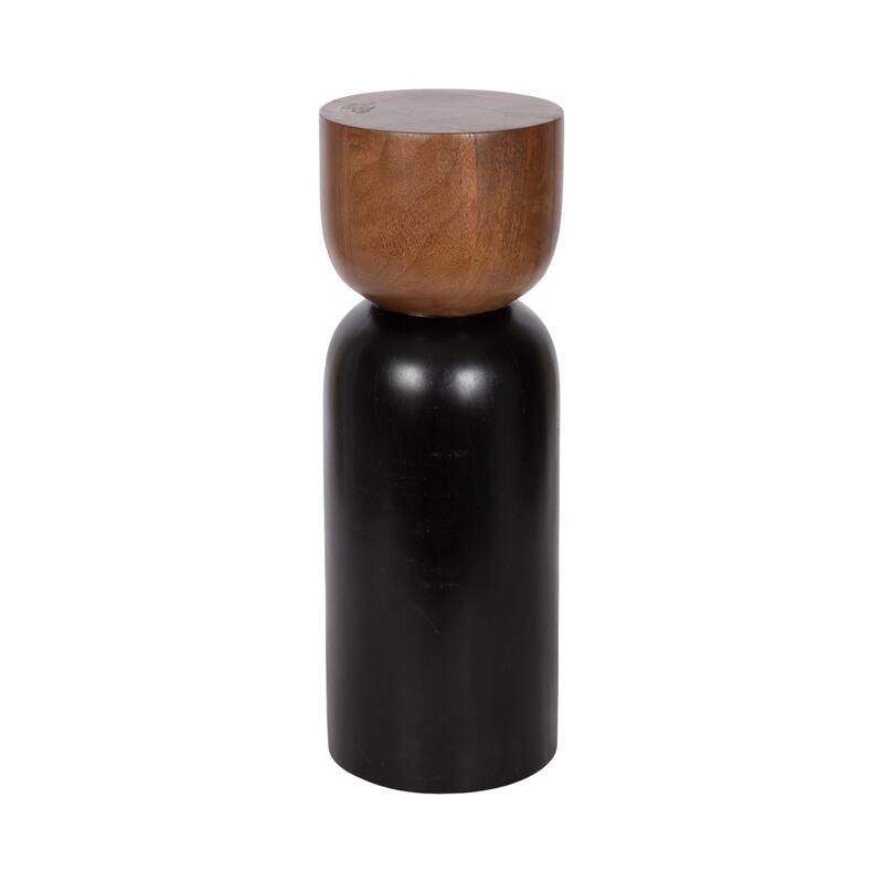Kate and Laurel Teo Round Drink Table - Black/Walnut Brown - 8x8x22