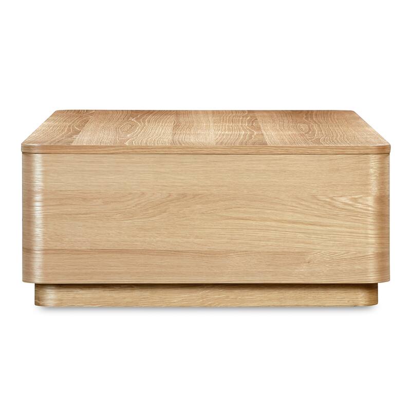 NADAAL STUDIOS Odette Coffee Table, Rectangle Walnut Veneer Top with Rubber Wood Base, Scandinavian Design, 4 Drawers, Brown