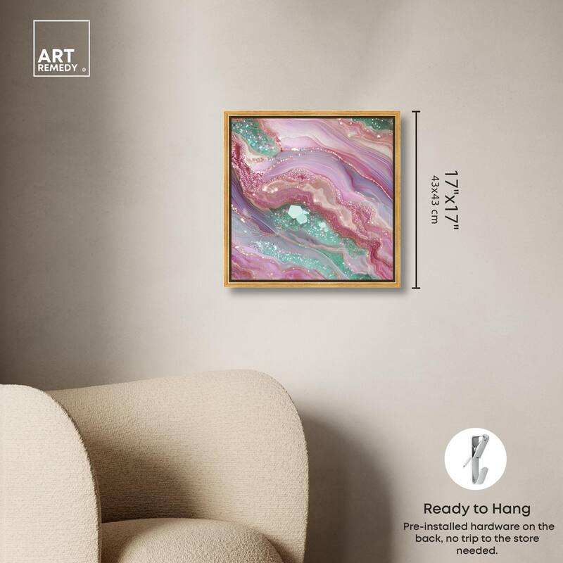 Pink and Mint Crystal II Canvas by Art Remedy