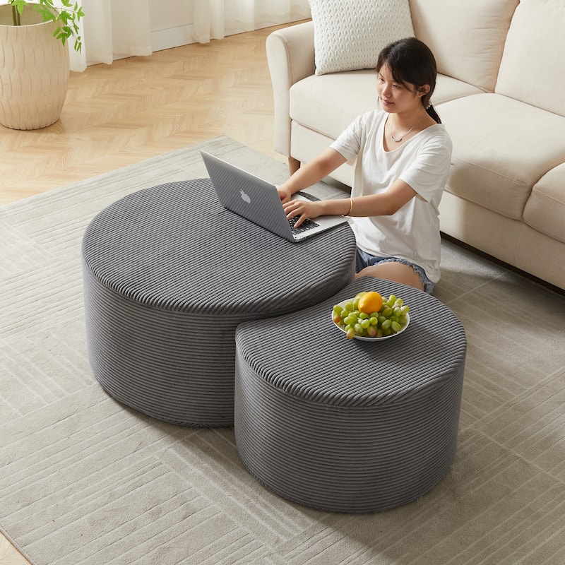 2-Piece Set, Modern Nesting Coffee Tables, Stylish Coffee Tables, Round Coffee Tables and Side Tables, for Living Rooms