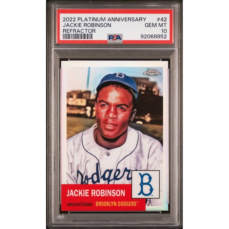 Jackie Robinson 2022 Topps Chrome Refractor Card #42 Graded PSA 10 - 8'6" x 11'6"