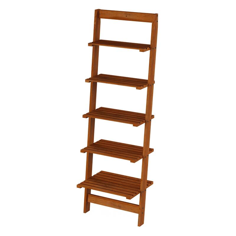 Lavish Home 5-Tier Wood Ladder Bookshelf, Cherry - Cherry
