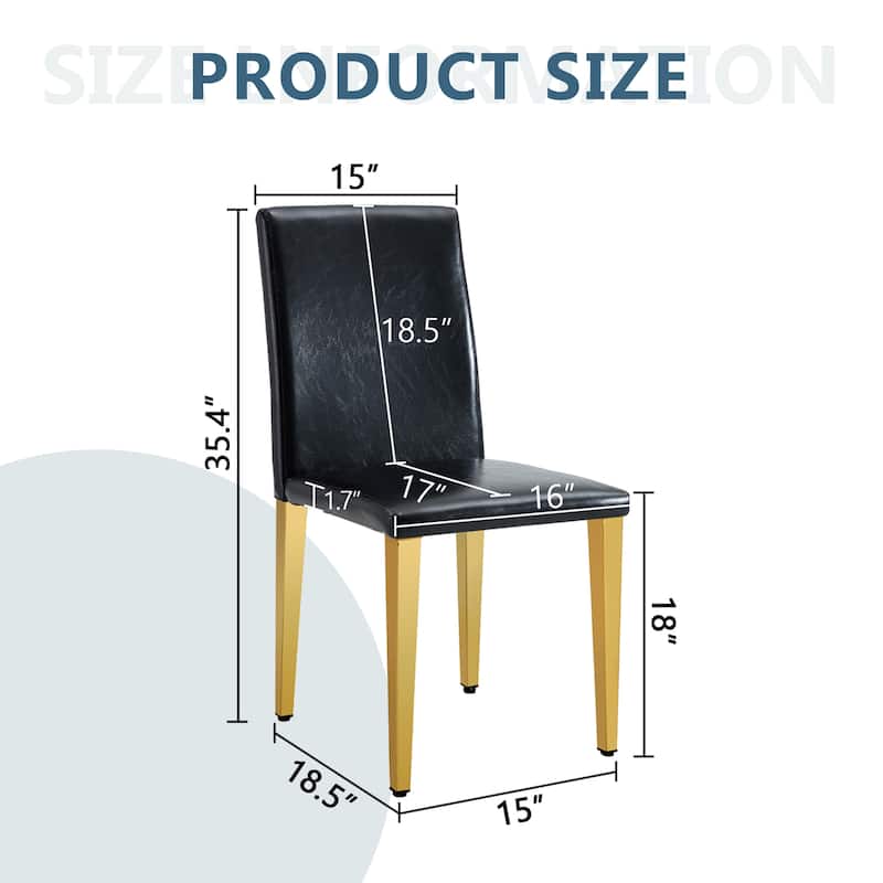 Four Dining Chairs, Golden Metal Legs - Black+Gold