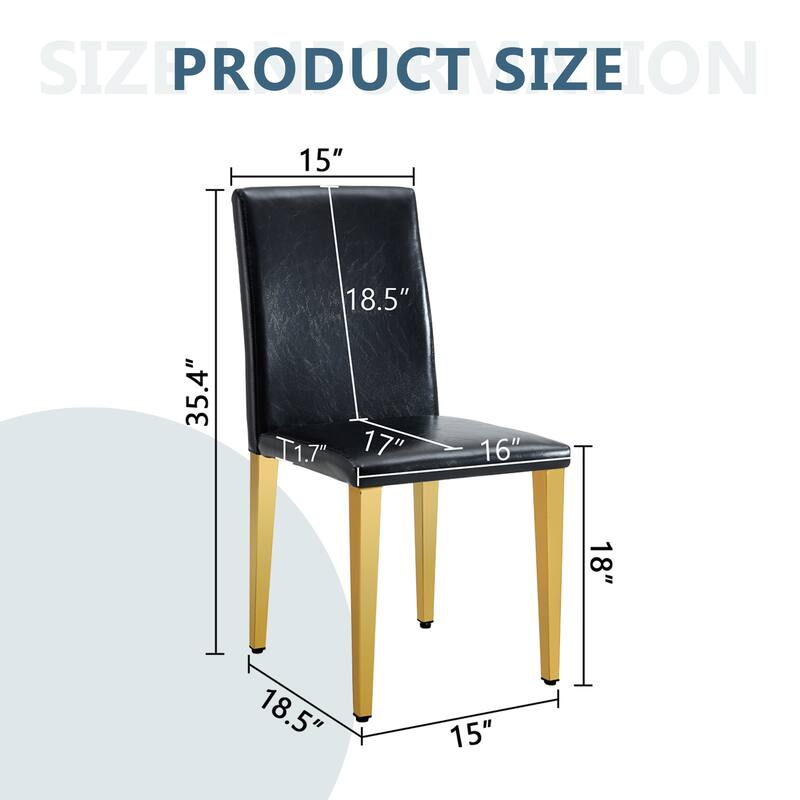 Modern Simple Dining Chair PU Dining Chair with Non-slip Feet and Metal Legs, for Restaurant Kitchen, 4-Piece Set