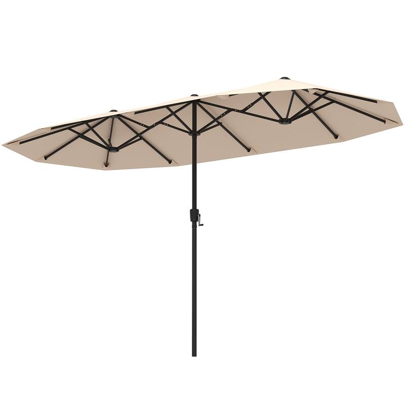 Polyester Double-Sided Patio Umbrella with Crank Handle