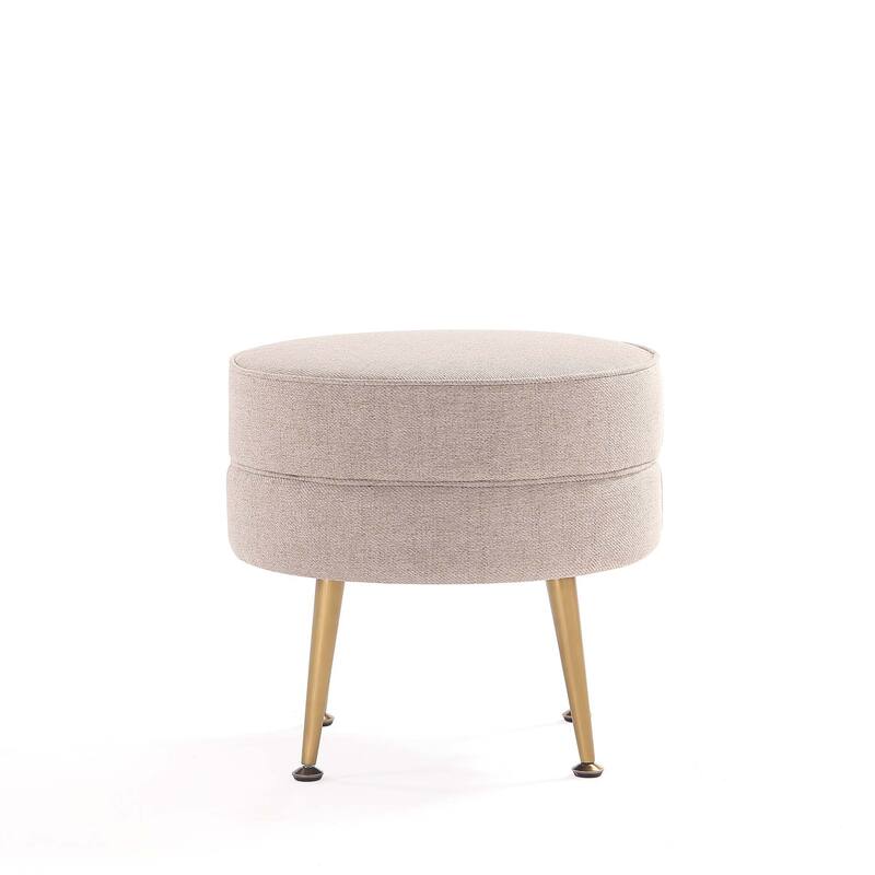 Upholstered Accent Ottoman with Metal Legs Mid Century Modern Design