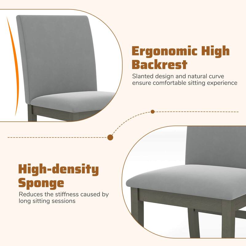 Costway Upholstered Dining Chairs Set of 2/4 with Rubber Wood Legs - See Details