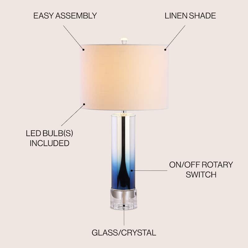 Bella 27" Glass /Crystal LED Table Lamp, Rose Gold by JONATHAN Y