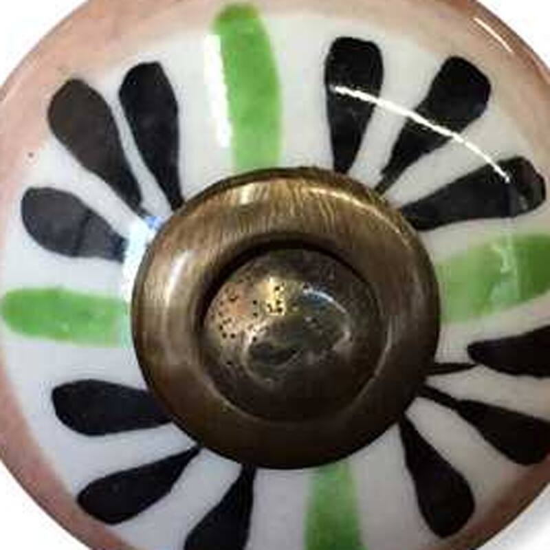 HomeRoots Set of Twelve Black And White Floral Ceramic Drawer Pull Knobs - 1.5" x 1.5" x 1.5"