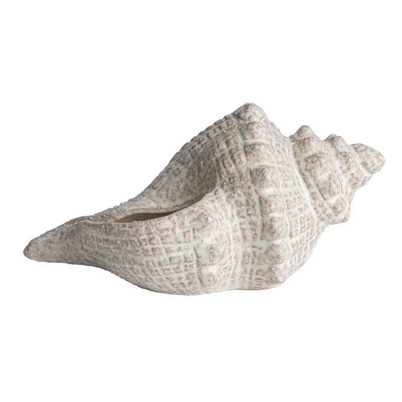 Stoneware Conch Shell Accent Décor - 10.4"L x 5.9"W x 5.1"H