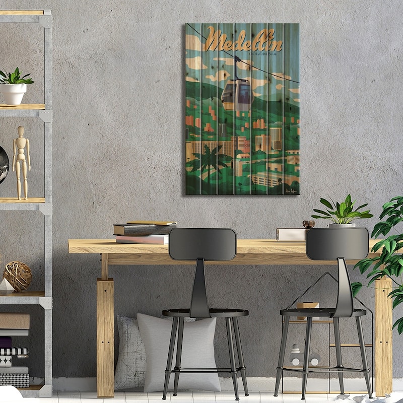 Medellin Print On Wood by IdeaStorm Studios - Multi-Color