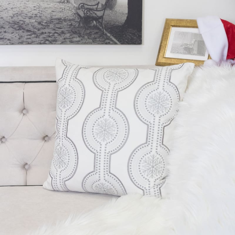 Holiday Embroidered Velvet Throw Pillow with Insert 20x20