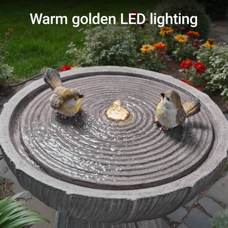28.35" Outdoor Polyresin Bird Fountain – Elegant Garden Decor