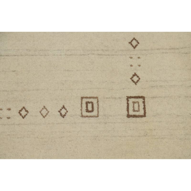 Tribal Beige Gabbeh Indian Rug Hand-Knotted Wool Carpet - 4'0" x 5'9"
