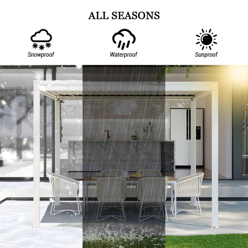 10 x 10 ft Aluminum Louvered Pergola with Adjustable Roof