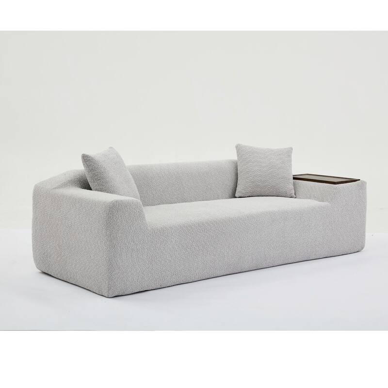 5-Seat Boucle Cloud Sofa Set (3+2) with End Tables & 4 Pillows