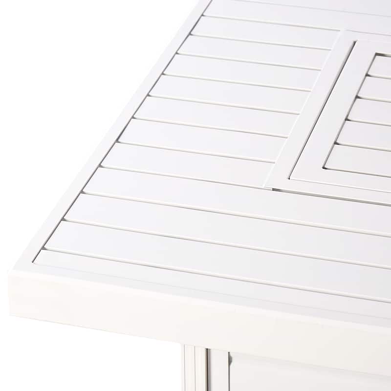 Rectangular 48 in. x 36 in. Aluminum Propane Fire Pit Table, Glass Beads, Two Covers, Lid, 57,000 BTUs - N/A
