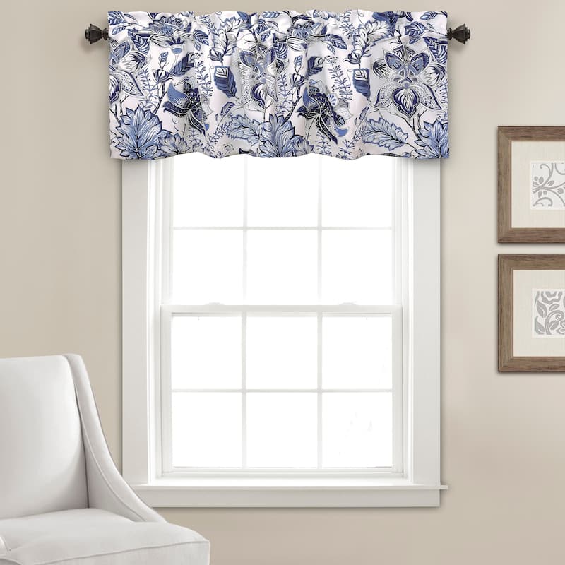 Lush Decor Cynthia Jacobean Room Darkening Window Curtain Valance - Blue