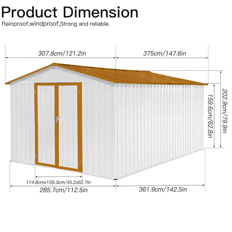 Rustproof Metal Garden Shed with Hinged Door & Integrated Vents Outdoor Tool Shed Storage Shed with Security Lock - Antique White