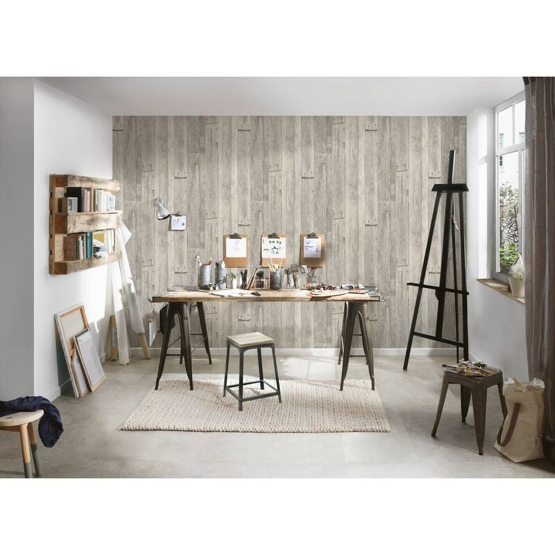 Galerie Wallcoverings Woods and Wicker Collection Reclaimed Wood Effect Matte Finish Vinyl on Non-woven Wallpaper Roll