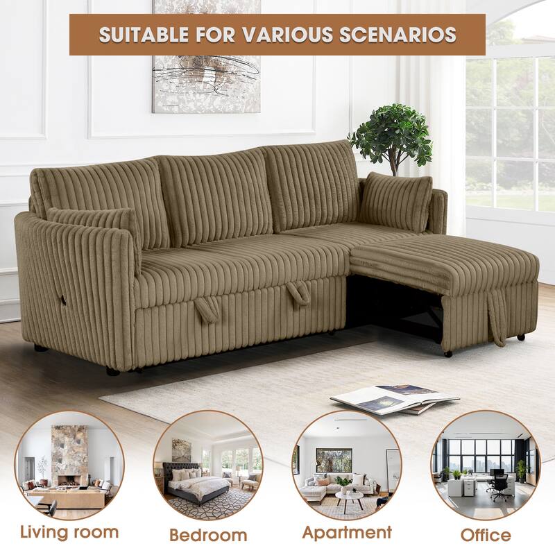 Modern Fabric Sleeper Sectional with USB and 2 pillows