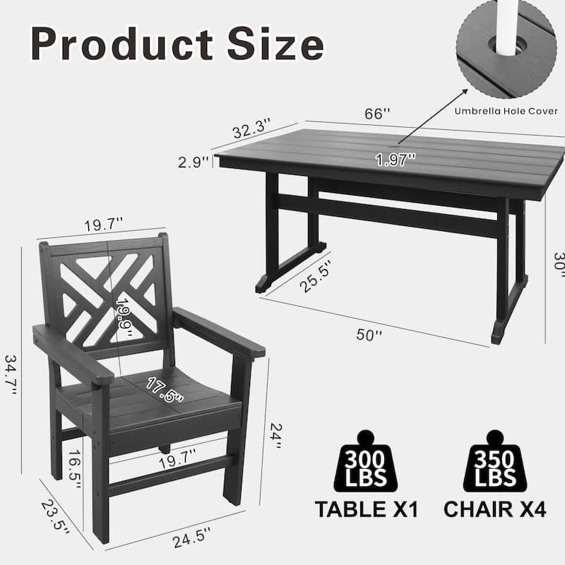 All-Weather HDPE Patio Set, Ergonomic Chairs, Easy Maintenance