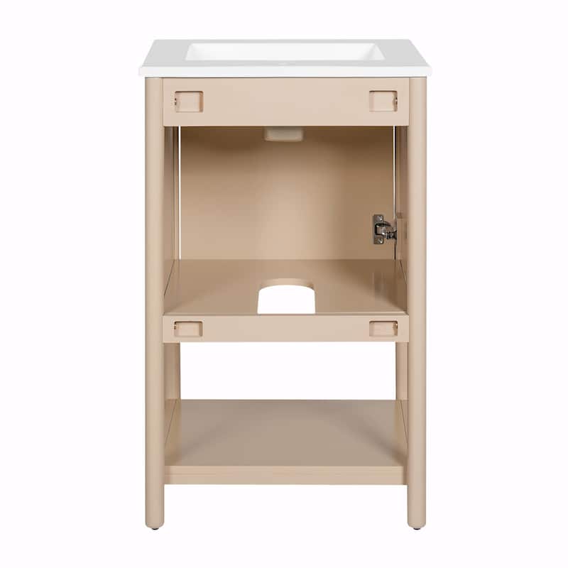20" Bathroom Vanity with Ceramic Sink - Freestanding Single Vanity Set with Soft Closing Door