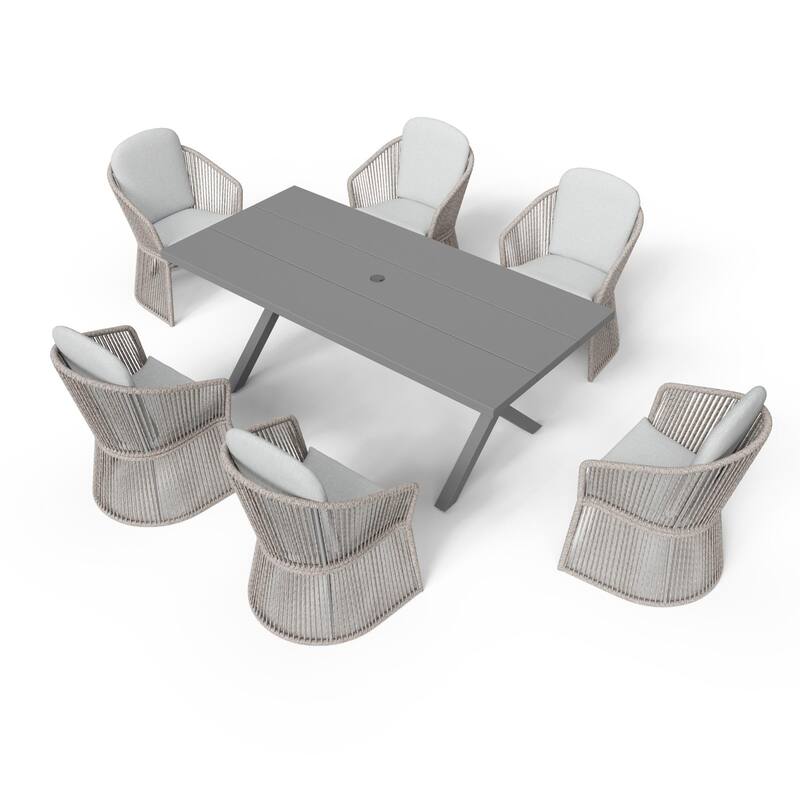 9-Piece Outdoor Dining Set - Weather-Resistant Aluminum Table with X-Leg Stability & PE Rattan Chairs