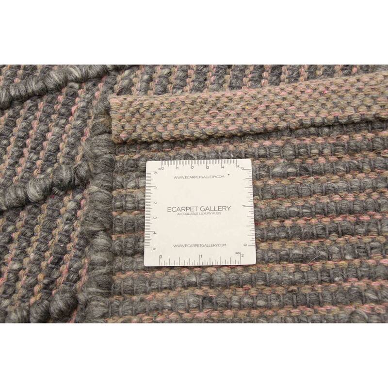 ECARPETGALLERY Braid weave Sienna Grey Wool Rug - 6'1 x 8'5