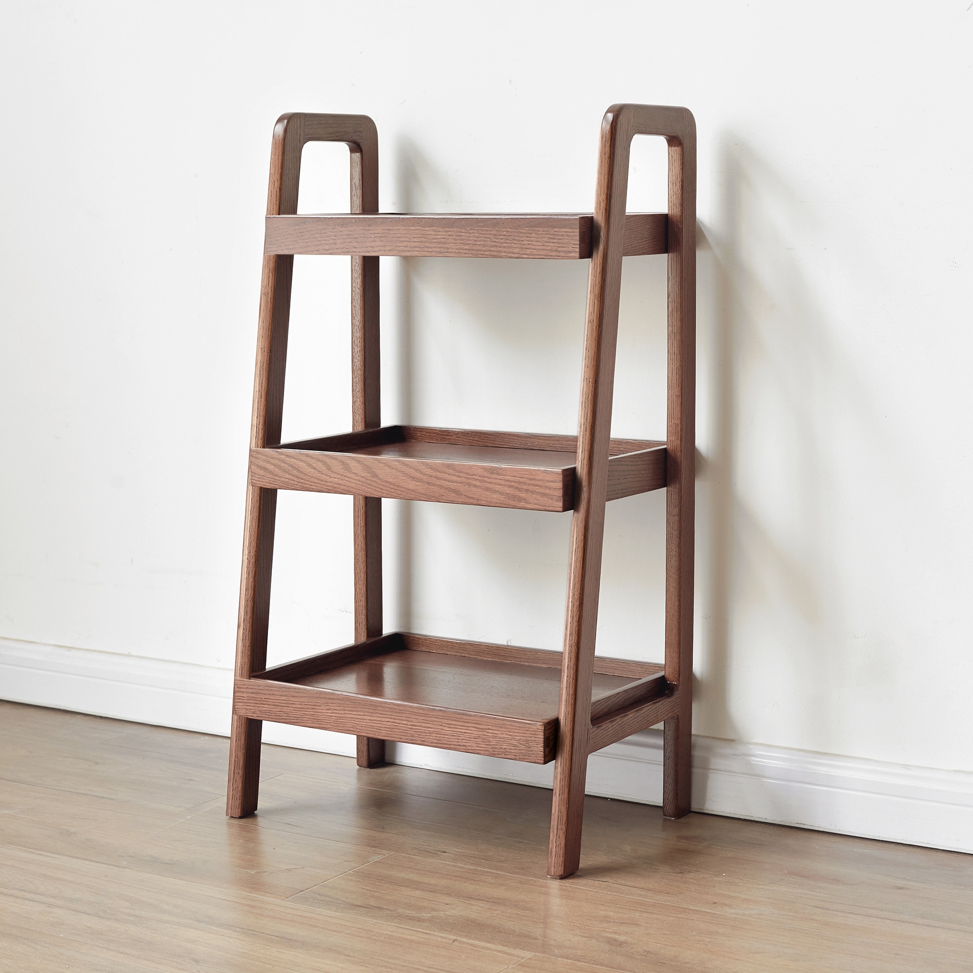 Walnut Color Oak Storage Bench,3-Tier Beech Wood Shoe Rack for Entryway,Premium Storage Organizer