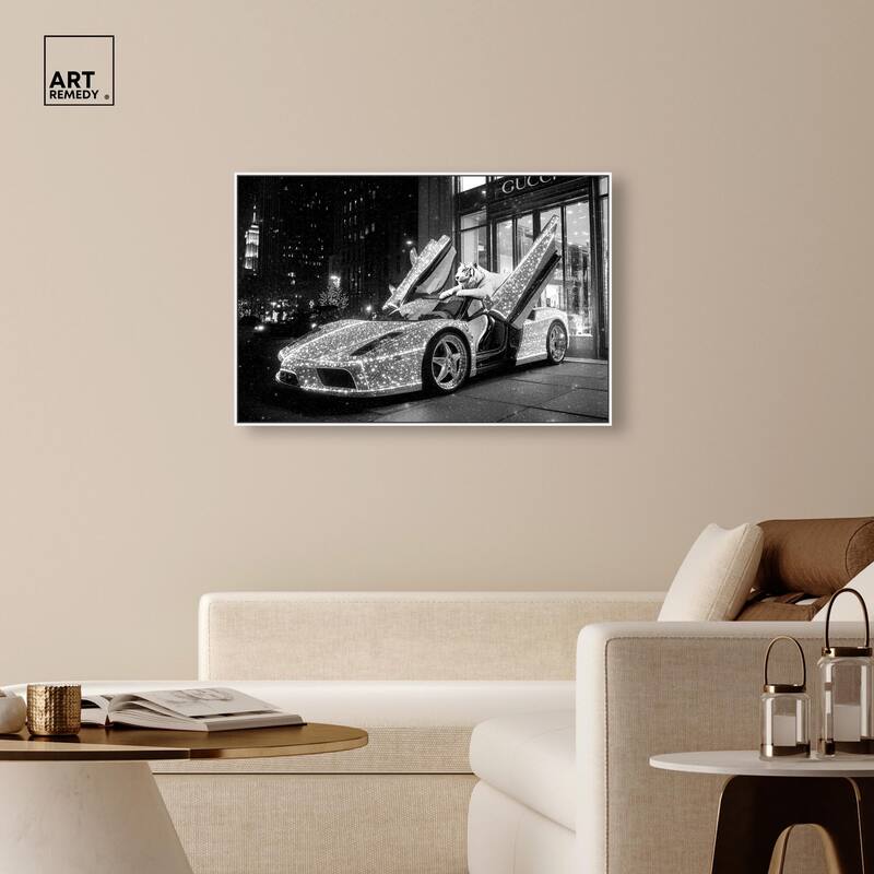 Glistening Tiger and Car Canvas by Art Remedy