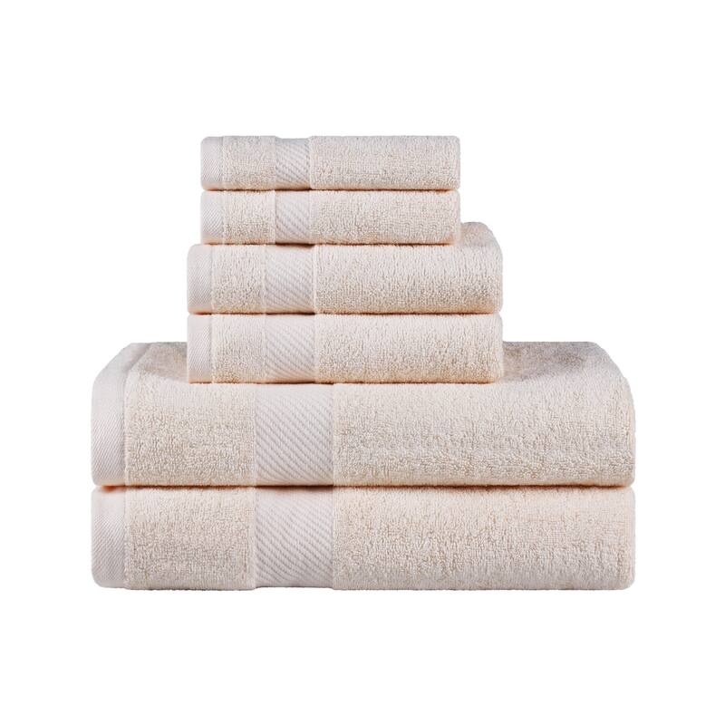 Superior Luxury Solid Highly Absorbent Egyptian Cotton 6 Piece Bath, Face, and Hand Towel Set