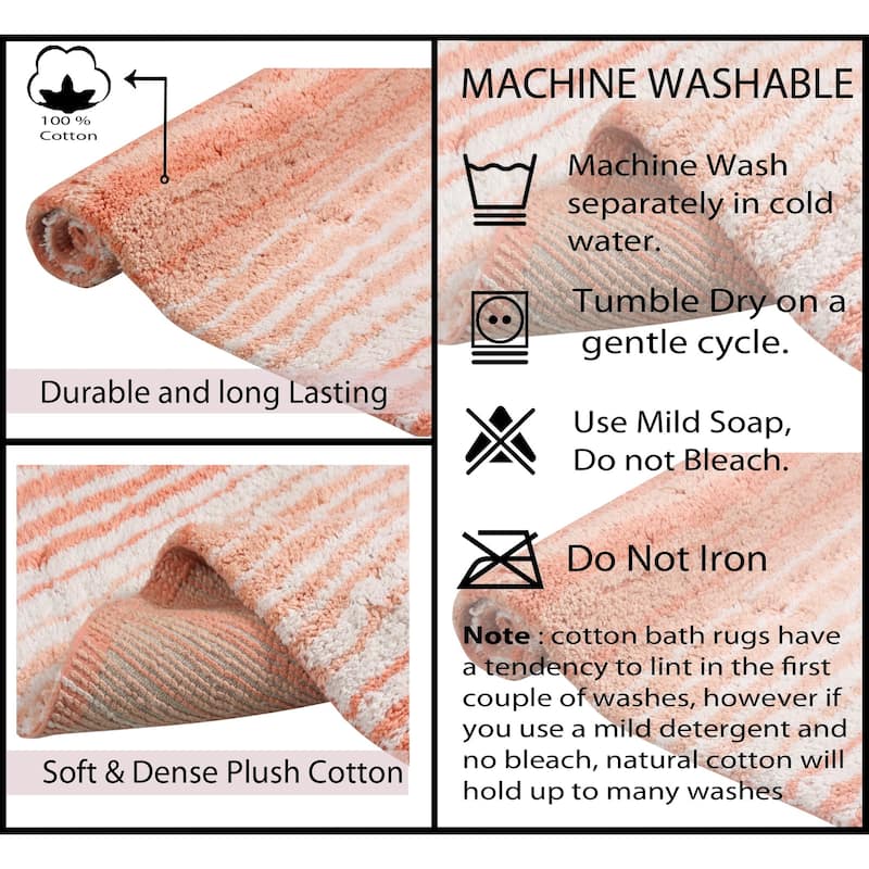 Gradiation Collection Absorbent Cotton Machine Washable Bath Rug - Coral