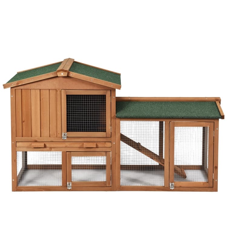 Durable 58-Inch Wooden Rabbit Hutch for All-Weather Protection - 58" x 20.5" x 34" (L x W x H)