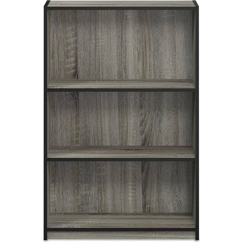 40.3 in. Tall French Oak Gray Wood 3-Shelf Bookcase
