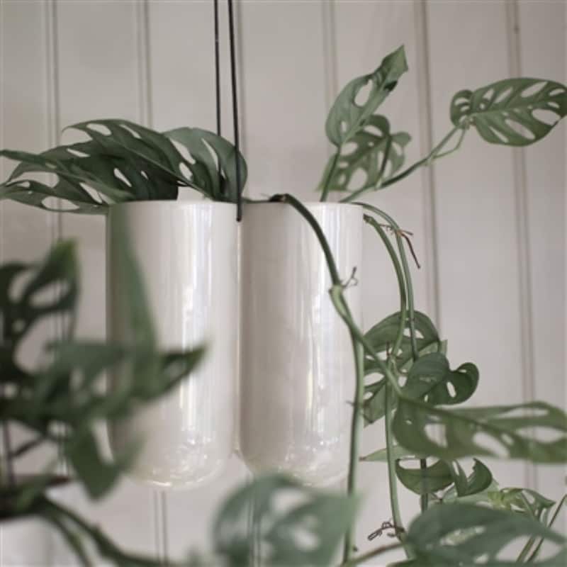 Shiny Ceramic Hanging Planter - 7" - Gray