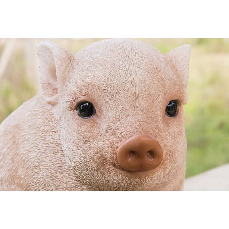 5.75" Chubby Piglet Sitting Outdoor Garden Statue