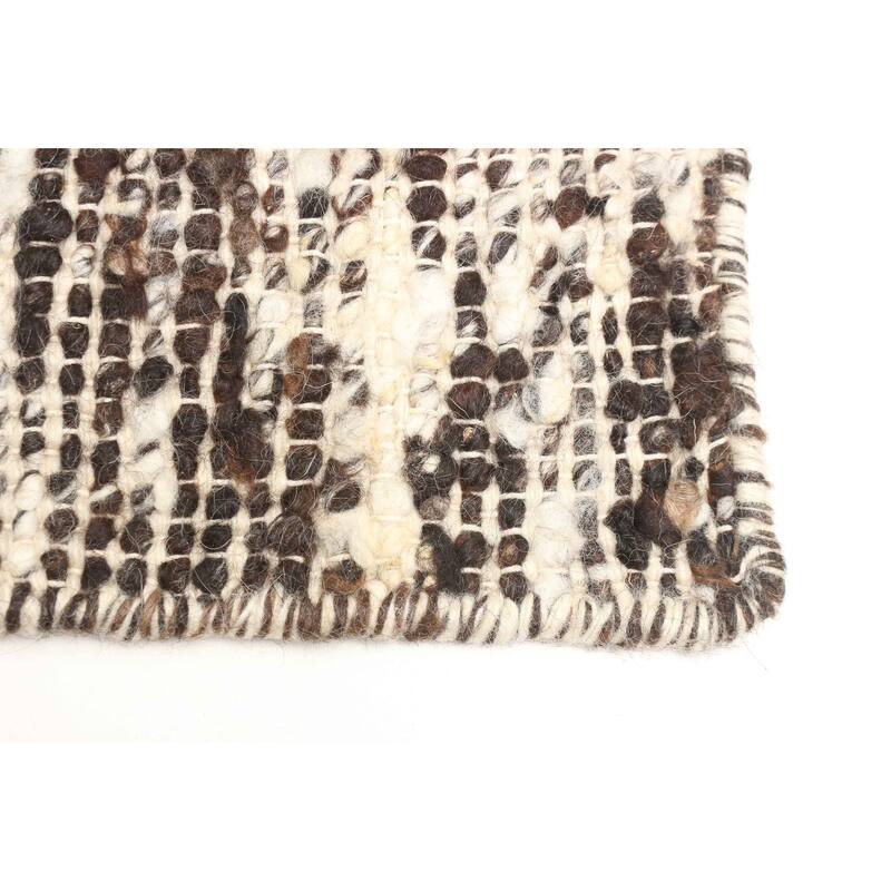 ECARPETGALLERY Braid weave Sienna Dark Brown Wool Rug - 5'1 x 7'4