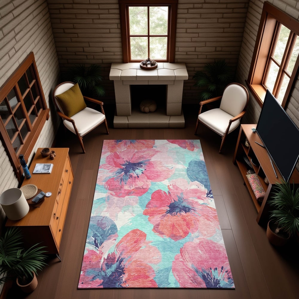 Premium Washable Super Soft Contemporary Floral Mayfield Rug