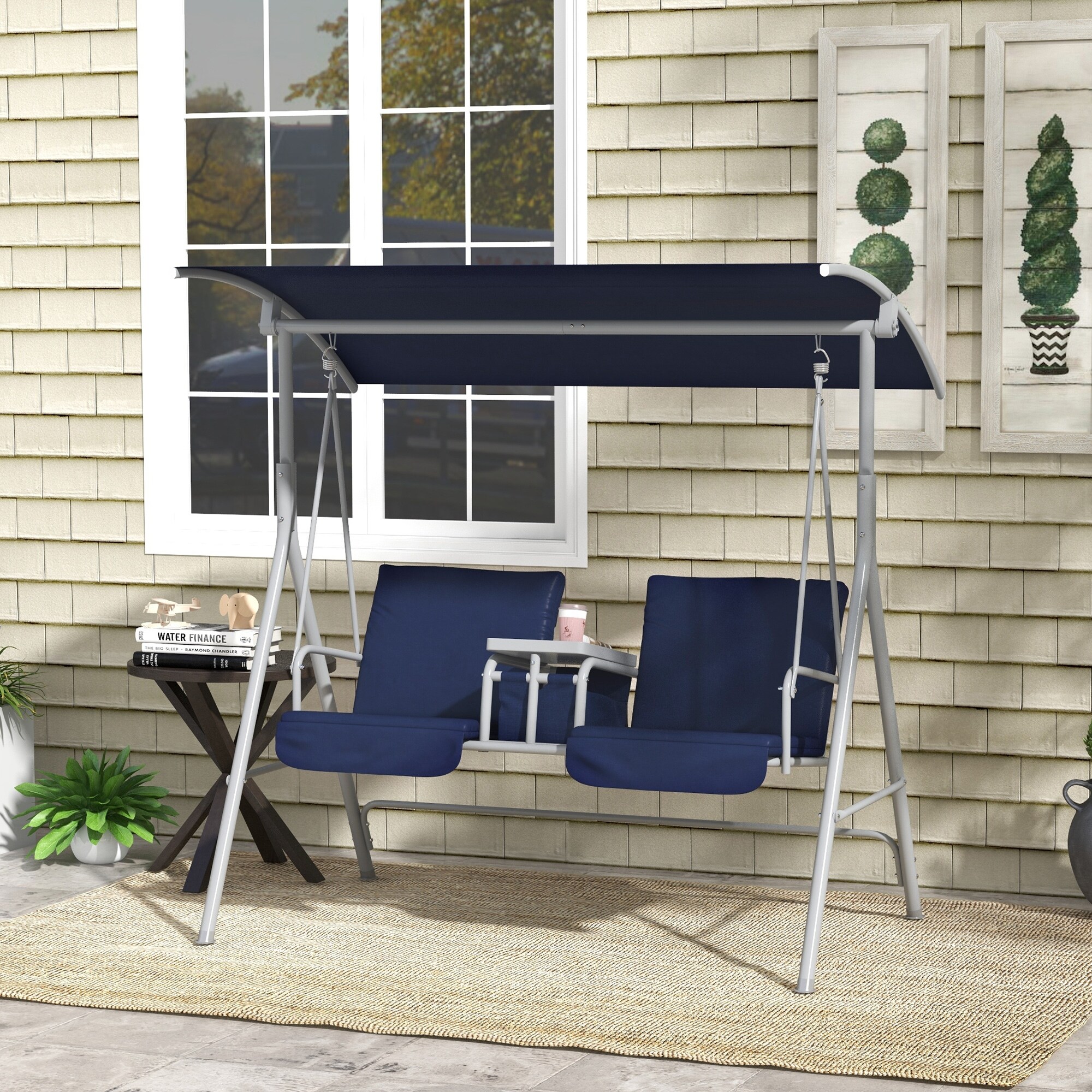 SANKO SWING BALANCER Ⅱ Gymax 2-Person Porch Swing Adjustable Canopy Swing Chair w