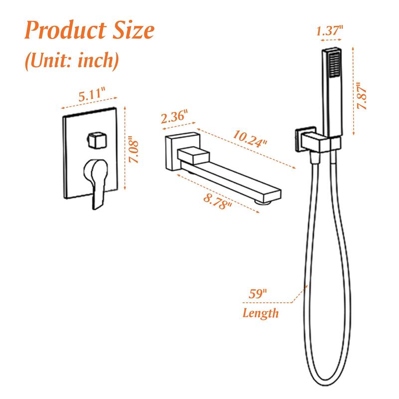 Wall Mounted Tub Faucet With Handshower Single Handle Bathroom Roman Bathtub Faucets Modern Tub Filler Trim With Handheld