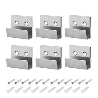 6Pcs Wall Mounted Hook Hooks Single Clothes Hanger With Screws - Silver ...