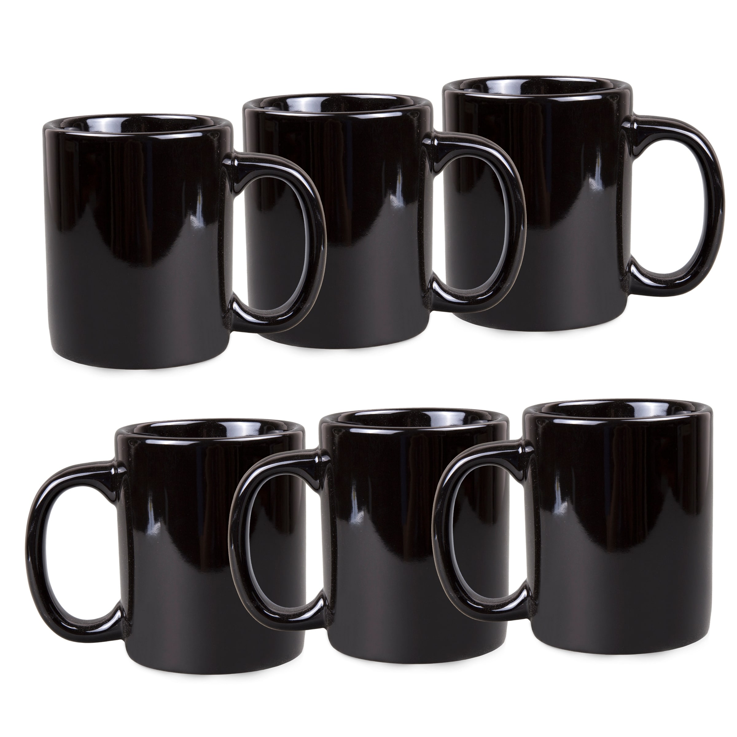 Creative Home Set of 6 Pieces Ceramic Stoneware Coffee Mug Tea Cup for Breakfast Coffee, Hot Tea, Morning Juice, Milk, Black